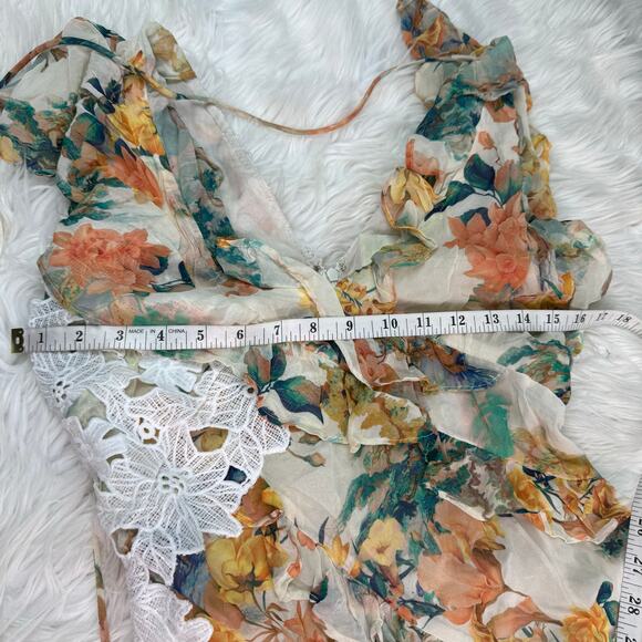 Anthropologie Petites V-Neck Ruffle Lace Midi Dress Size 2P Ivory Bohemian NWT - Picture 5 of 16